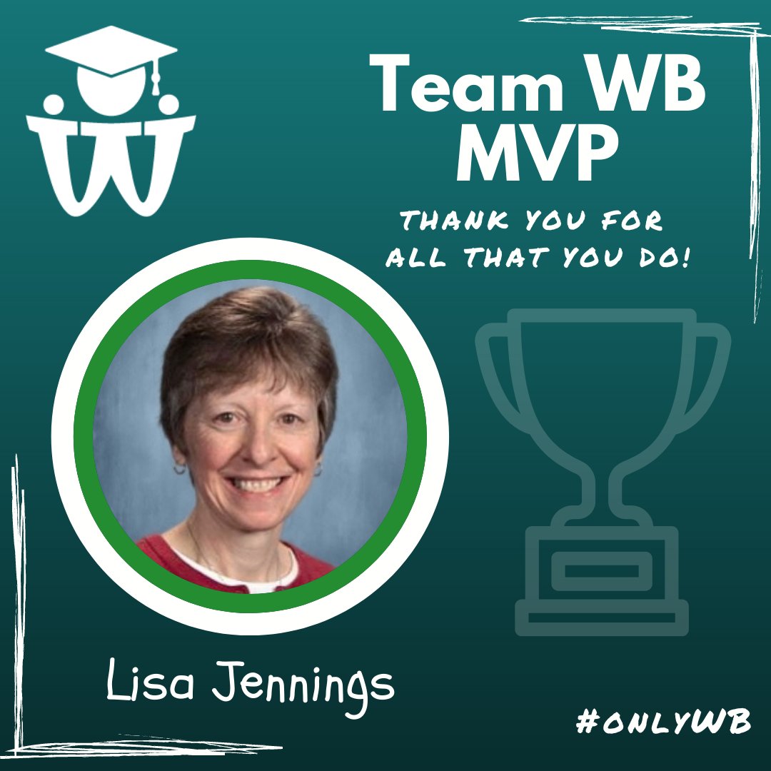 It's time for to recognize a Team WB MVP! Shout out to Ms. Lisa Jennings for all she does for the students, staff and families of Laker Nation!

Let us know how much you appreciate her with a comment below! 👋