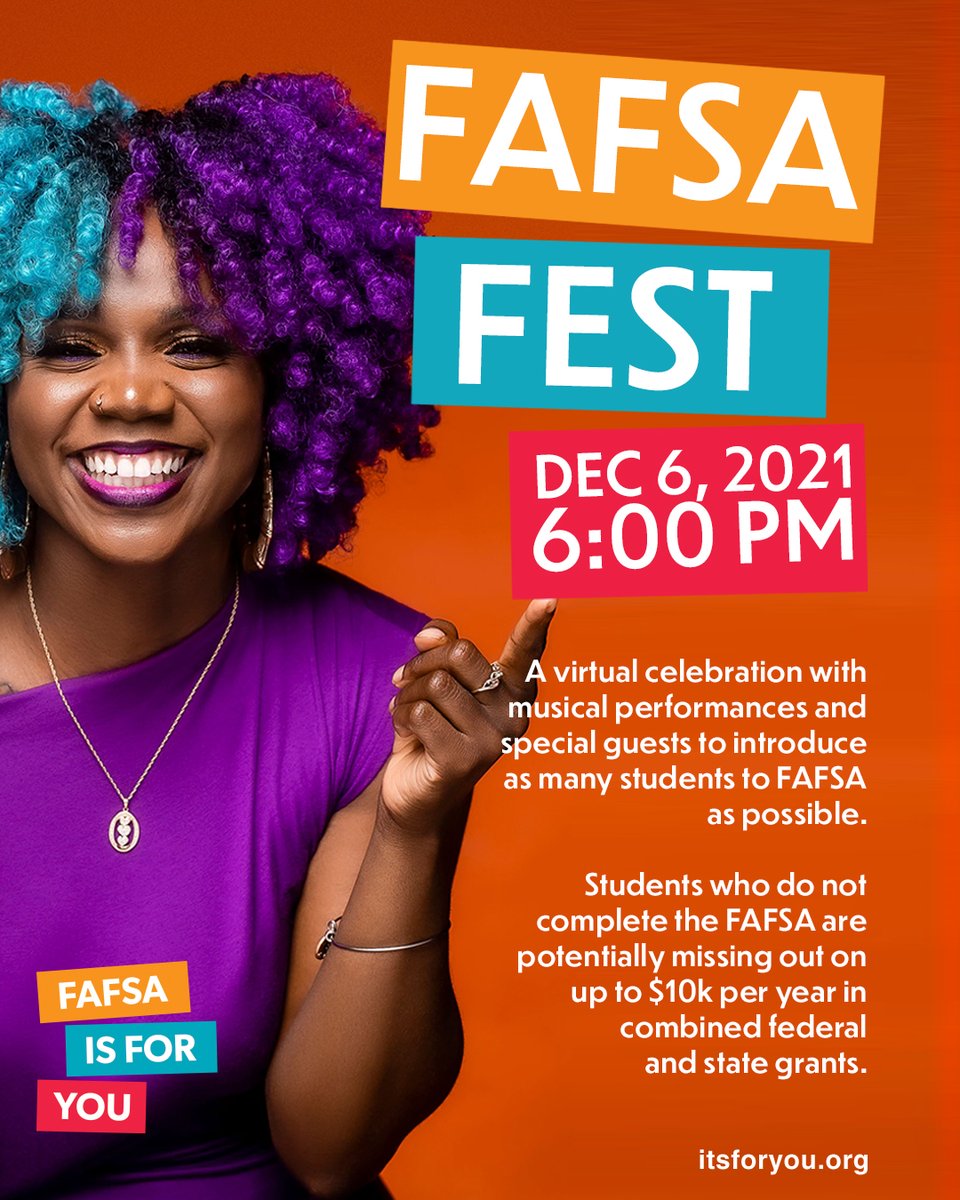 OHEducation's tweet photo. Don't miss FAFSA Fest! ✨🎓✨ Tomorrow, Dec. 6 at 6 p.m. 

Learn more about how the Free Application for Federal Student Aid allows students to qualify for federal Pell grants, state grants and most scholarships. 

Watch FAFSA Fest live at https://t.co/oLv6jGOTDn! https://t.co/8rIWAtUA9M