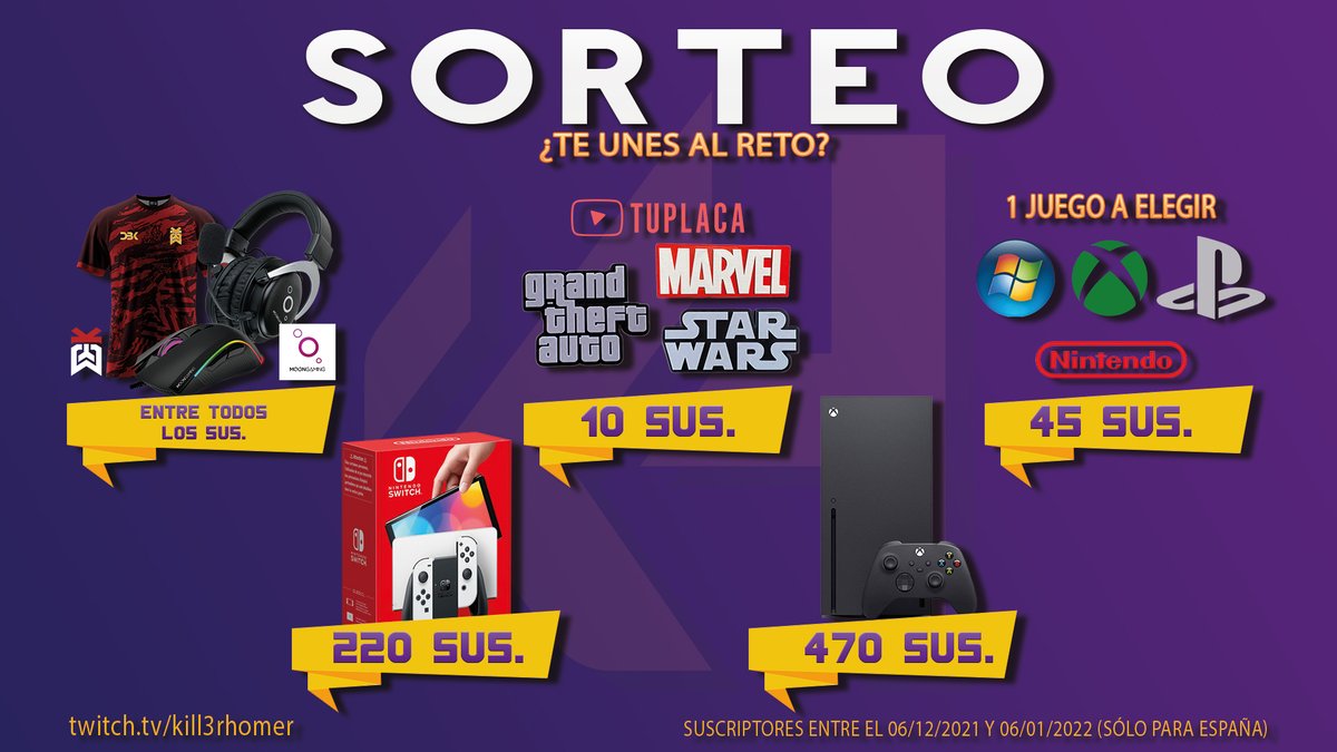 Kill3rHomeR's tweet photo. Aquí tenéis el sorteo del año!

Por objetivos entre todos los suscritos a mi canal de @TwitchES.

Se agradece el RT y la difusión para llegar a la mayor cantidad de gente posible!
#Sorteo #Twitch #Navidad #ReyesMagos

➡️@DBKCode @MoonGamingES @tuplaca_es 

https://t.co/3wawS5NWlK https://t.co/Utaf5VAZU0