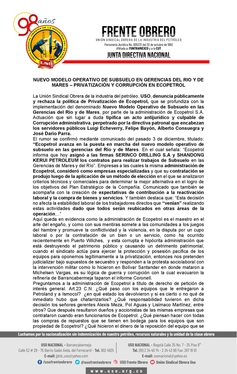 USO Colombia tweet media