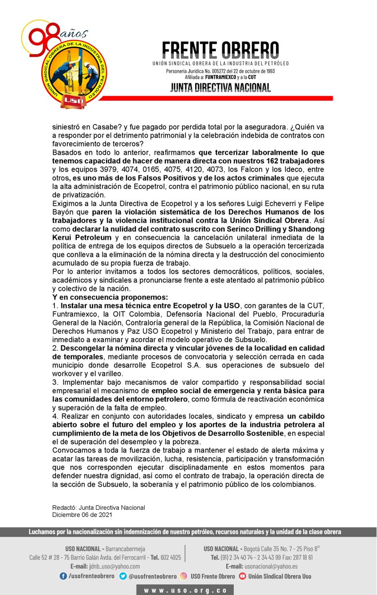 USO Colombia tweet media
