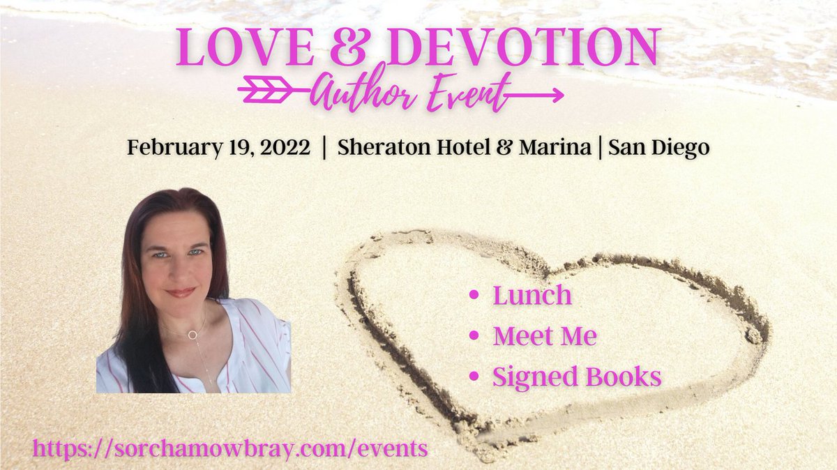 I'll be signing at the @lovedevotionevents book signing on February 19, 2022! 
facebook.com/events/3704159… 
Pre-order books for the signing or let me know which ones you want to buy: link.sorchamowbray.com/PreOrderLD2022 #SanDiego
#romancebooks