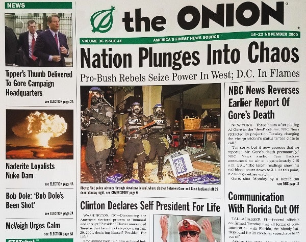 Rob Denbleyker Bob Dole S Death Made Me Think About This Onion Front Page From Right After The 00 Election Literally Every Part Of It Is Amazing T Co Quly8xo7qh Twitter