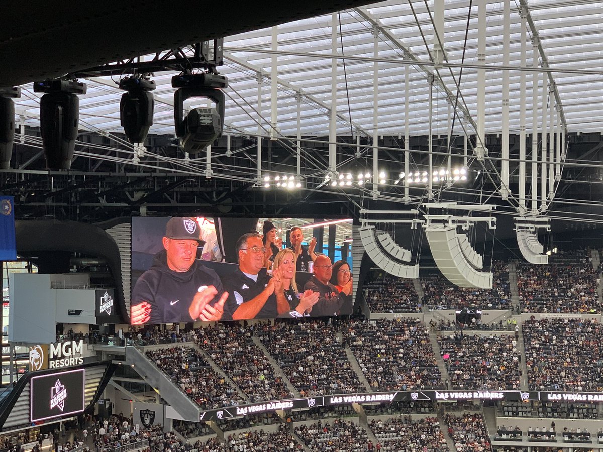 The great Andy Ostolaza of <a href="/SilveradoHSLV/">Silverado HS</a> is recognized on big screens as Nevada HSFB Coach of the Year.