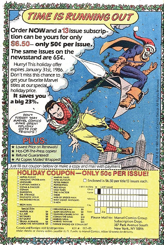 Marvel Holiday House Ad (1985)