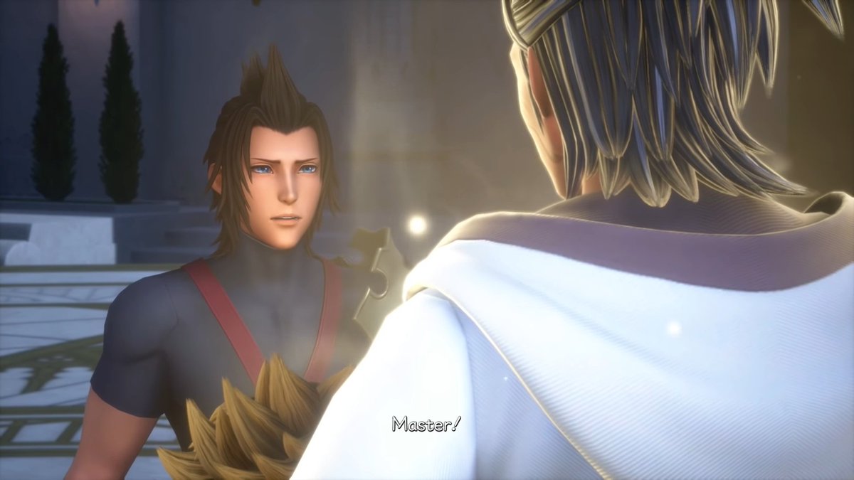 Maxemldr's tweet photo. This moment must have been incredibly important to Terra, considering his path so far. Eraqus didn't trust him and asked Aqua to watch over him because of his proximity to the dark. At the end of KH3 he put his full trust in him by giving him full responsibility for the trio https://t.co/gporIEomRm