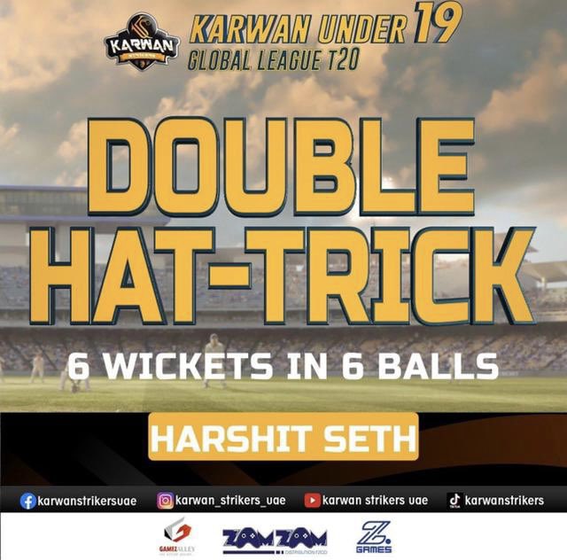 Harshit_seth04's tweet photo. “A Perfect Over”.
 
Harshit created a history in the U19 Cricket yesterday when he took 6 wickets in 6 balls in a U19 league match against U19 team from Pakistan. The match held in Ajman Oval approved by Ajman Cricket Council organized by Karwan called Karwan Global League!!!!! https://t.co/dGoQuynDIc