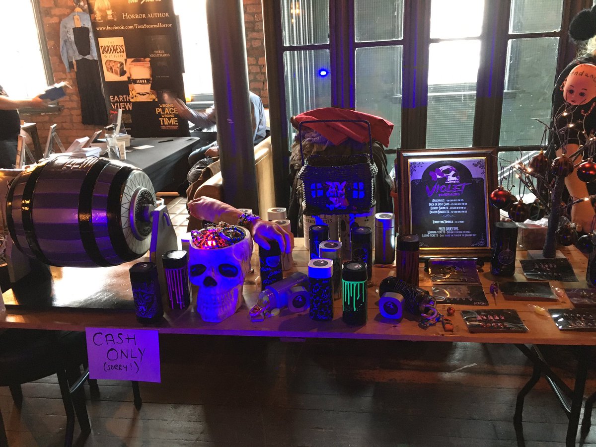 VioletTend666's tweet photo. Well that was one hell of a day at @LivHorrorClub Horrific Xmas Market. We want to thank everyone who came today and browsed, bought or just chatted with us. Bring on next year!!! https://t.co/RKE9cMw9jo