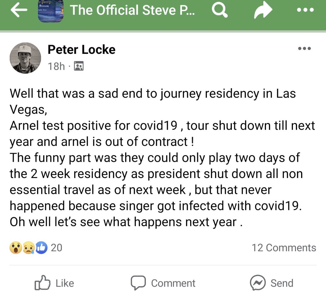 NealSchonMusic's tweet photo. Friends this is all BS - Arnel is “very healthy” and singing amazing!!! We the band will be playing ALL the rest of our shows this year and next. Block this idiot lying fool. He must work for ex managers or LN https://t.co/qxQLhgPHMt
