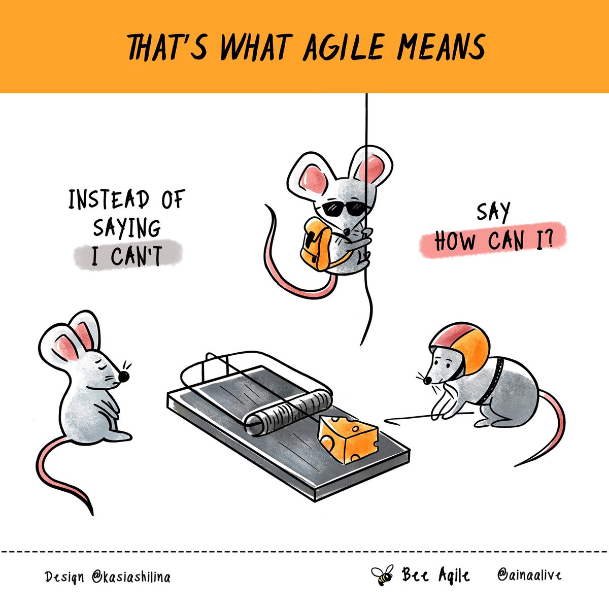 Alive_Aina's tweet photo. Agile in a fun way π
#agile #businessillustrated #bond #mousebond #illustration #agileillustrated #icant #ican #rigitmentality #adaptivementality #lessonslearned #womenintech #chasingthegoal #chasingthedream #gogetit https://t.co/FQucmR2eJR
