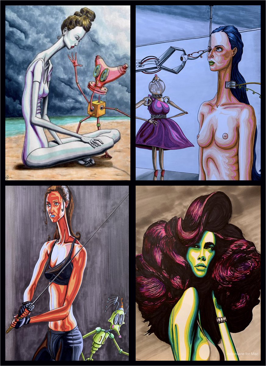 GGCryptoNFT's tweet photo. These four beauties drop this week.  😍

Top right was inspired by the beautiful @playmatejaylene.  Thanks again Jaylene.

#NFTs #NFTartists #NFTCommunity #NFTcollection #nftart #handdrawn #NFTdrop #nftcollector #GGC https://t.co/tAVEfzfVqi