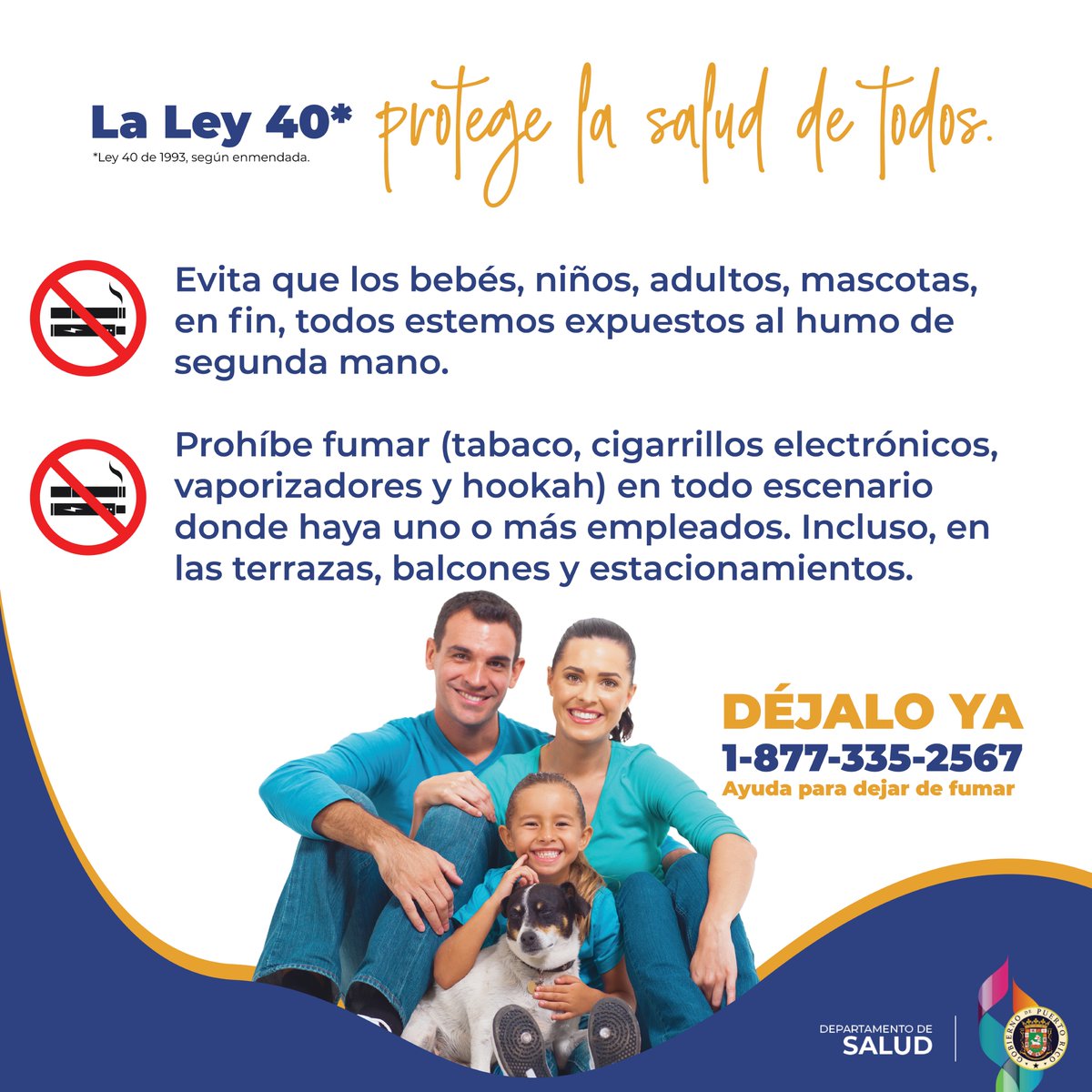 desaludpr's tweet photo. Date la oportunidad este 2022, ¡déjalo ya! Llama al 1-877-335-2567 o ingresa a https://t.co/PdKRD0i20k. ¡Podemos ayudarte! #DéjaloYa
#Resoluciones2022 #Ley40 #fumar #vapear https://t.co/BIoABYU7em