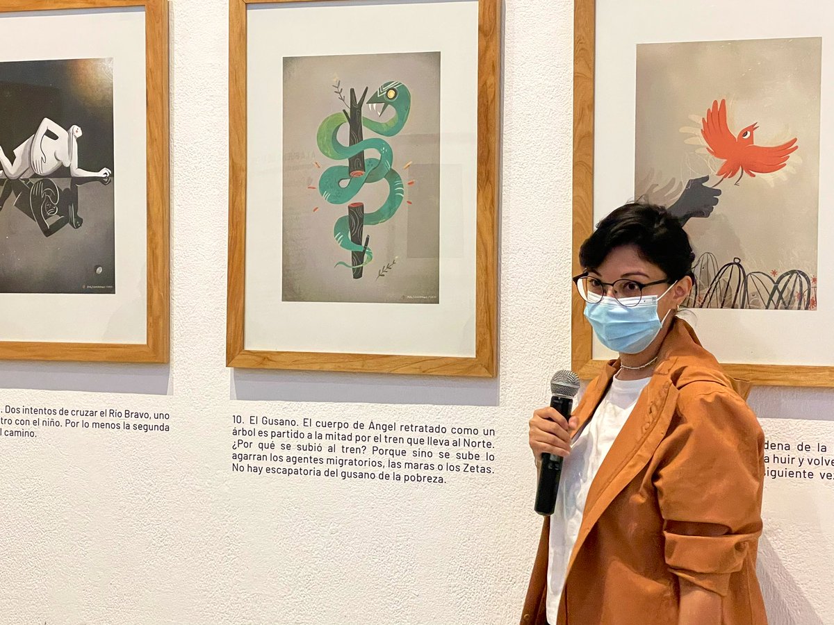 Museo_Marte's tweet photo. Esta tarde tuvimos la oportunidad de escuchar de la voz de sus autores algunos de los cuentos de “A la buena de Dios” una publicación de @Cristosal sobre historias de migrantes. Además la ilustradora @yeahndrea explicó su proceso de creación para ilustrar cada uno de los cuentos. https://t.co/lgBautXm5D