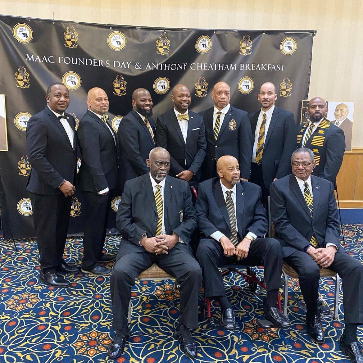 OHLAlphas's tweet photo. Brothers of OHL at the MAAC Founders’ Day and Brother Anthony “Tony” Cheatham Breakfast. What a beautiful, brotherly time! 

Hope you enjoyed our many events during #AlphaWeek! 

🖤💛🤙🏾 https://t.co/Swyl944j98