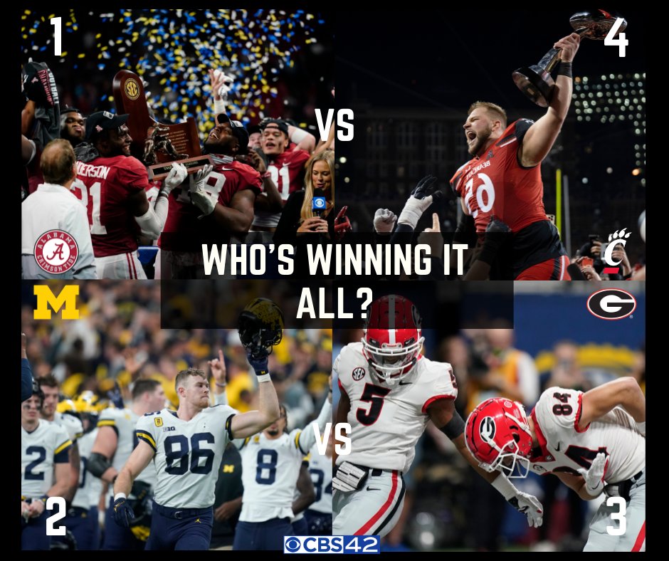 With the announcement of the final College Football Playoff rankings earlier today, we pose the question to you: Who's winning it all? https://t.co/wNChLTWedf https://t.co/IgCEULwL4C