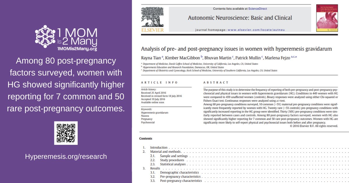 1MOMis2Many's tweet photo. HG is not self limiting. "Among 80 post-pregnancy factors surveyed, women with HG showed significantly higher reporting for 7 common and 50 rare post-pregnancy outcomes." Download the full study: https://t.co/3QuPv2dYUh.

#hyperemesisgravidarum #maternalmorbidity #research https://t.co/sXK5WUJEk8