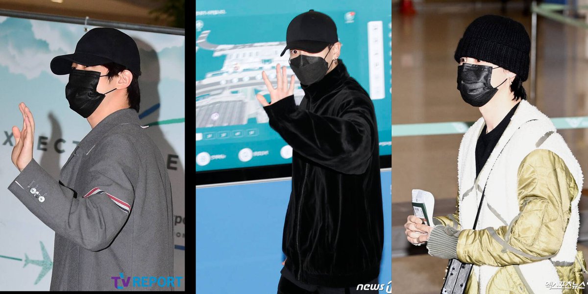 NatyyGalvan's tweet photo. Seokjin,Jimin y Jungkook en el aeropuerto de Corea
Con la nueva variante no pueden volver a estar juntos en un avión  privado,por lo que vendrán en grupos,primero Jin,JM y JK,luego RM,TH,JH y Suga,cuando regresen todos se pondrán en cuarentena
@BTS_twt #BTS https://t.co/nsTlSauyqR