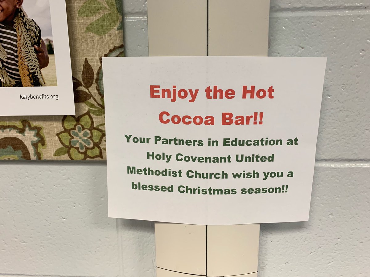 Thank you Holy Covenant UMC of Katy and our Diane Winborn Elementary PTA for working with us and providing special treats for our staff for the 12 Days of Christmas!  
We loved the cocoa bar and fun popcorn treat!  So much fun and tasty treats! ❤️❤️