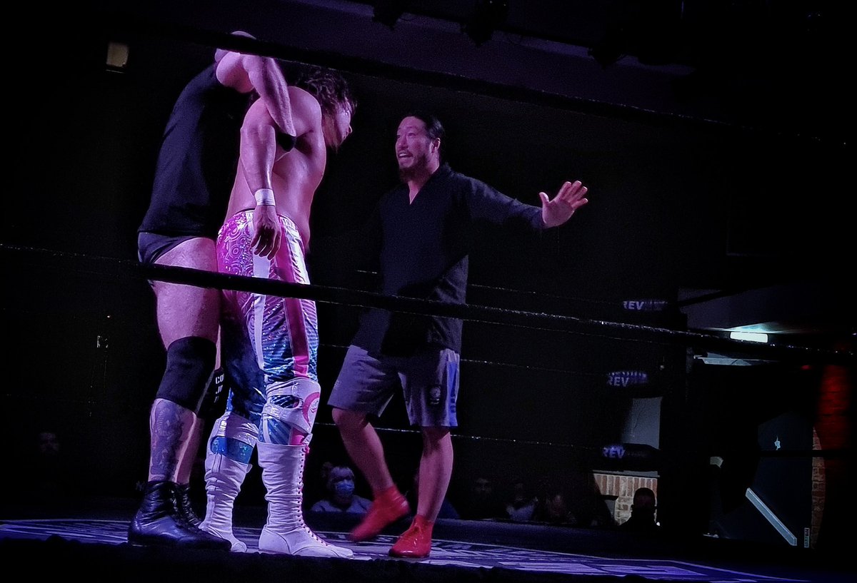 alexhaskett's tweet photo. The Legion and their new recruit paid @Shooter_us a visit during tonight's @RevProUK #LiveAt229 https://t.co/2sHoOu8iHf