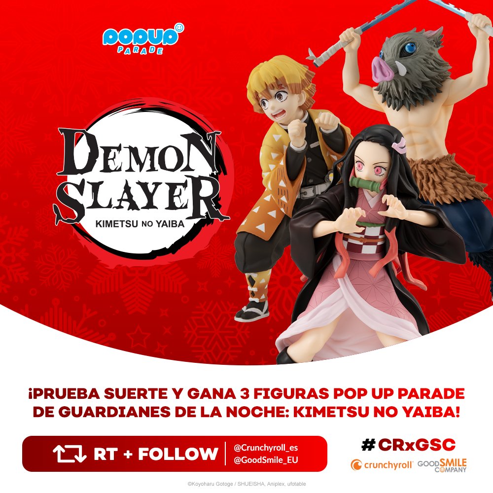 crunchyroll_es's tweet photo. 🎁 #SORTEO 

¡Prueba suerte y gana 3 figuras POP UP PARADE de Guardianes de la Noche: Kimetsu no Yaiba! ⚡ #CRxGSC

👉 Para participar: 
- Haz RT
- Sigue a @Crunchyroll_es y @GoodSmile_EU https://t.co/2GHmntmzem