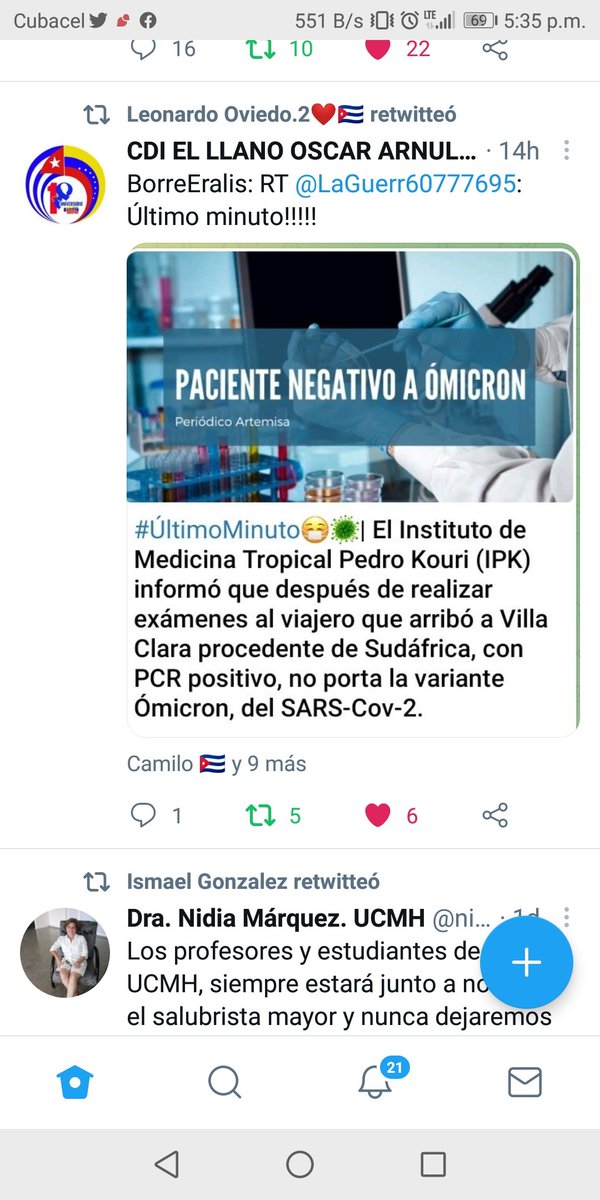 FidelAleCuba's tweet photo. #FidelViveCubaSigue 🏝️🇨🇺 #ACubaPónleCorazón 💖💖💖 Muchos no escaparon del rumor y alimentaron la duda, otros, no oocas veces con mala intención, lo afirmaron: "En #Cuba hay 1 caso de variante #Omicrom del #SARSCoV2 causante de #COVID19". Esperen la información oficial, dije... https://t.co/sITi4Fx7if