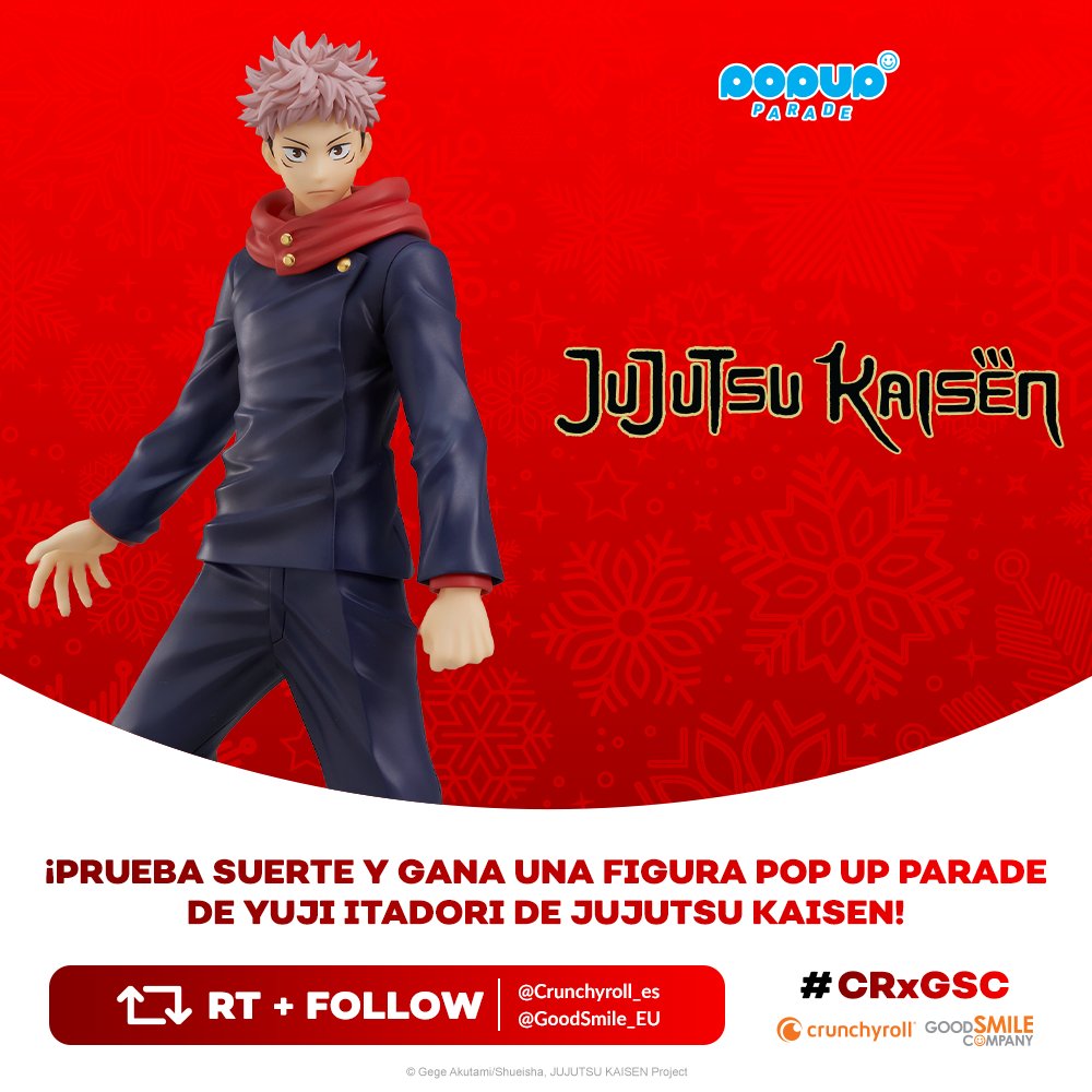 crunchyroll_es's tweet photo. 🎁 #SORTEO
 
¡Prueba suerte y gana una figura POP UP PARADE de Yuji Itadori de JUJUTSU KAISEN! 💥 #CRxGSC

👉 Para participar: 
 
- Haz RT
- Sigue a @Crunchyroll_es y @GoodSmile_EU https://t.co/kxGU4tEb6F