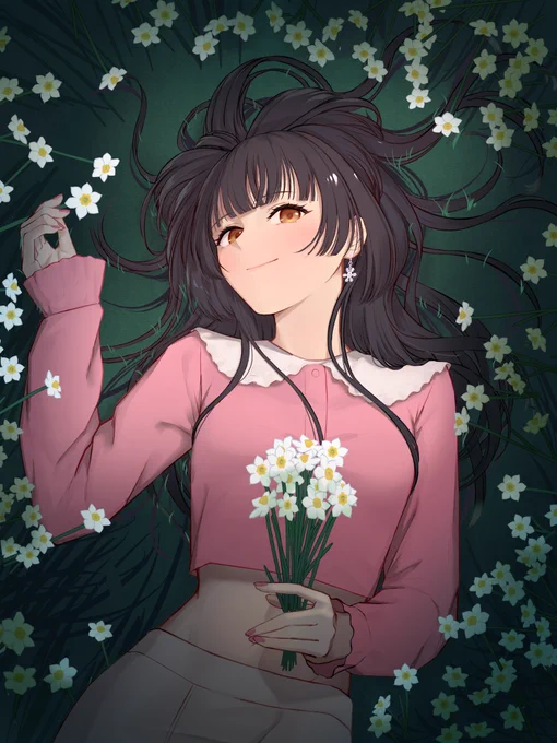 「冬に咲く花​」
​
スイセンの花言葉は
高潔、自己愛​.
​
冬優に似合う花
#シャニマス #黛冬優子 
