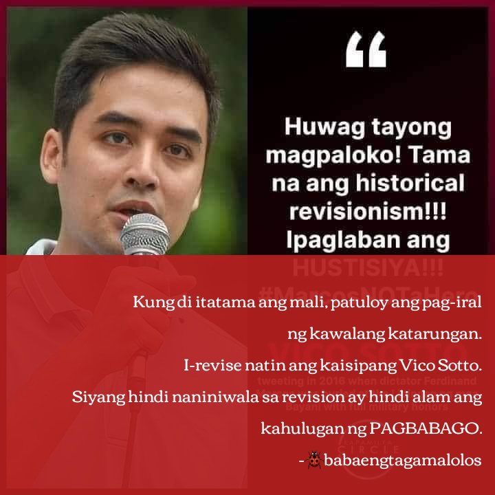 loidasandiego77's tweet photo. Kung di itatama ang mali, patuloy ang pag-iral
ng kawalang katarungan.
I-revise natin ang kaisipang Vico Sotto.
Siyang hindi naniniwala sa revision ay hindi alam ang kahulugan ng pagbabago. https://t.co/oOLwe4KxIT
