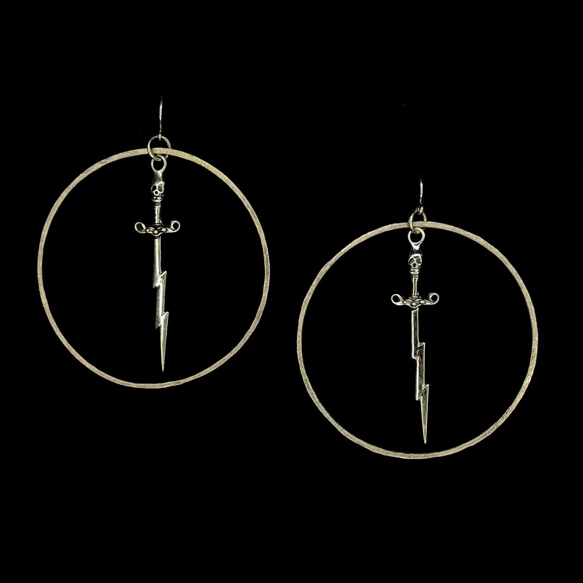ZIGGY STARDUST HOOPS from PLEASE KILL ME. Available online. 
#punkaf #earrings #jewelry #heartofbone #sterlingsilver #fashion #pleasekillme