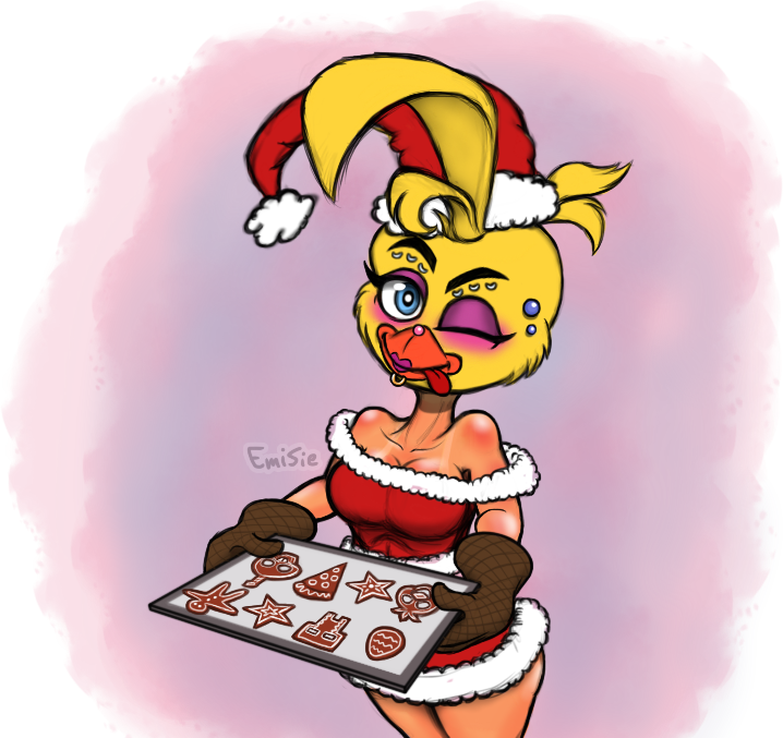 'Santa Chick with Gingerbread Cookies'

Looks like that Chick (Nicole) has baked some gingerbread cookies for you to enjoy. ~ 💕🍪😉

- Requested by myself

-tags-
#FNAF #fnafau_chick #fnafau_nicole #theddsquad #ddsquad #santadress #gingerbread #gingerbreadcookies #fnafoc #chica