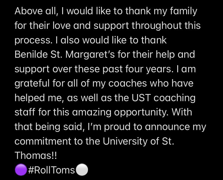 RyanSever2's tweet photo. Committed 💜🖤🤍 @UST_Football @Coach_Caruso @kuchinski8 @CoachDodson13 @douglichten @BSMFootball @seanmcmenomy1 https://t.co/OILRyipBpB