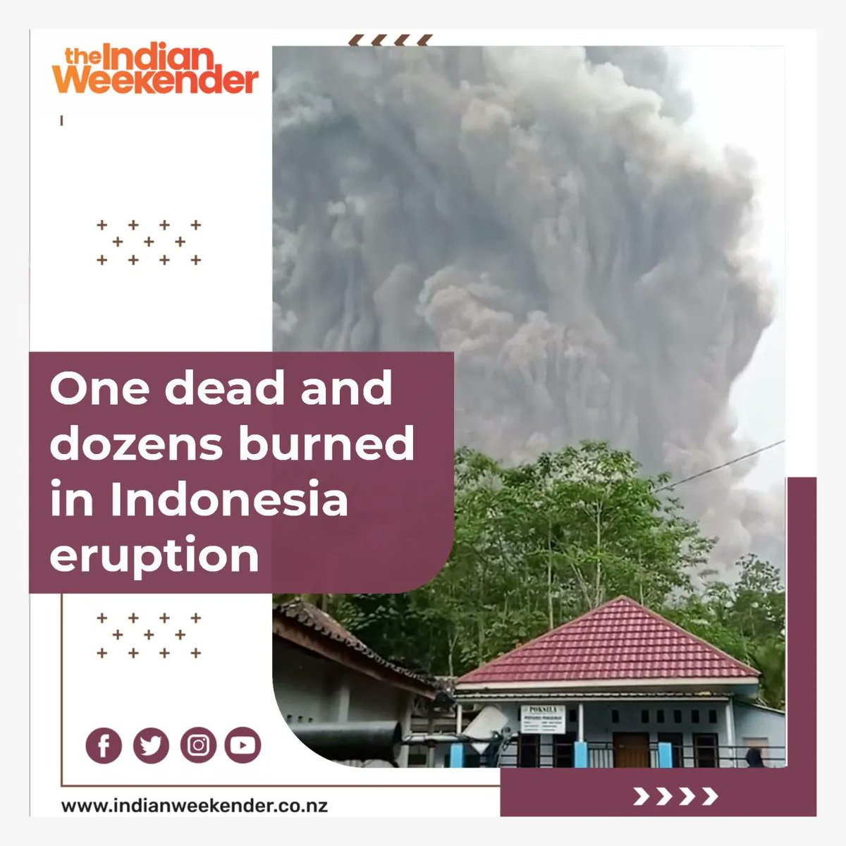 indianweekender's tweet image. One person has died and dozens are injured after a volcano erupted on Indonesia's Java island, officials said on Saturday.

Residents were filmed fleeing a giant ash cloud from Mt Semeru.
.
.
#Indonesia #volcano #MtSemeru