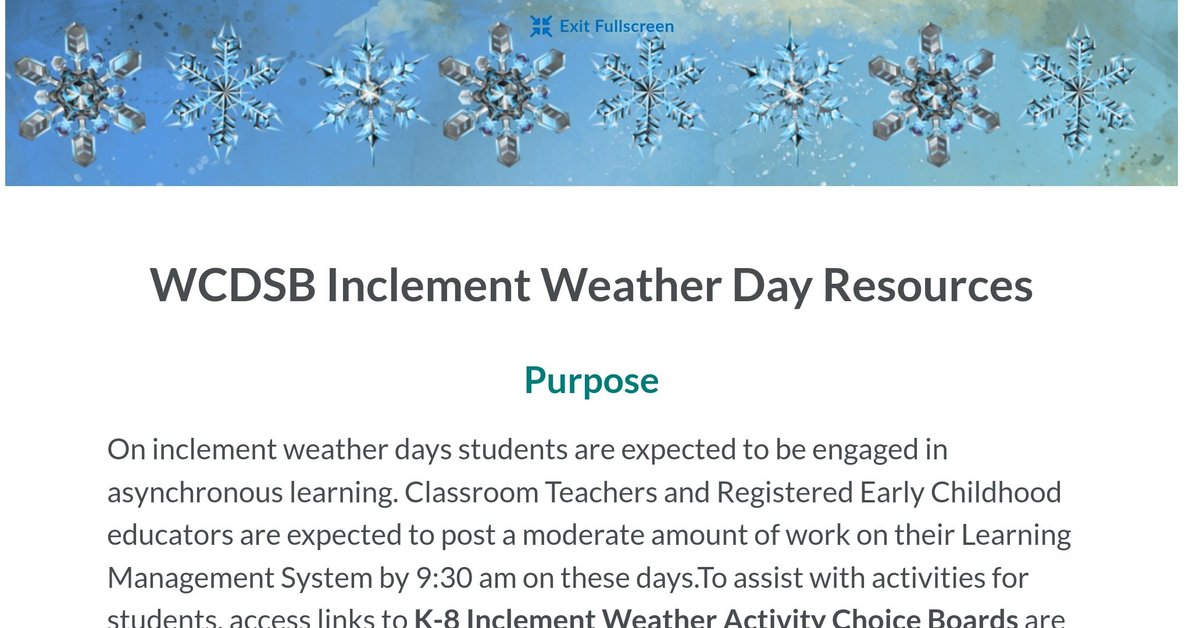 ErmaLuis1's tweet photo. Oh, the weather outside is frightful 
But Choice Boards are so Delightful
Inclement Weather Resources are here!
So, there is nothing to fear. Go to D2L &amp; cheer!

It doesn't show signs of stopping!
They've got unplugged for LMS plopping.
All students can access
And have success! https://t.co/mKEtDzYd3N