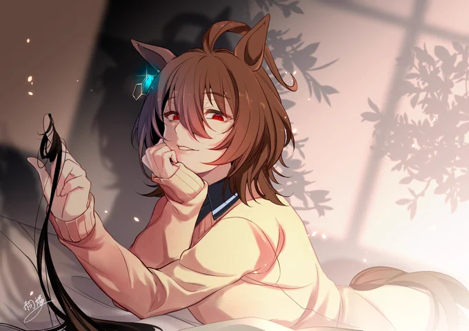 #今年もあと1ヶ月になりましたが画力がどうなったか見てみましょう 初めて描いたタキオン(5月)と最近描いたタキオン(10月) 