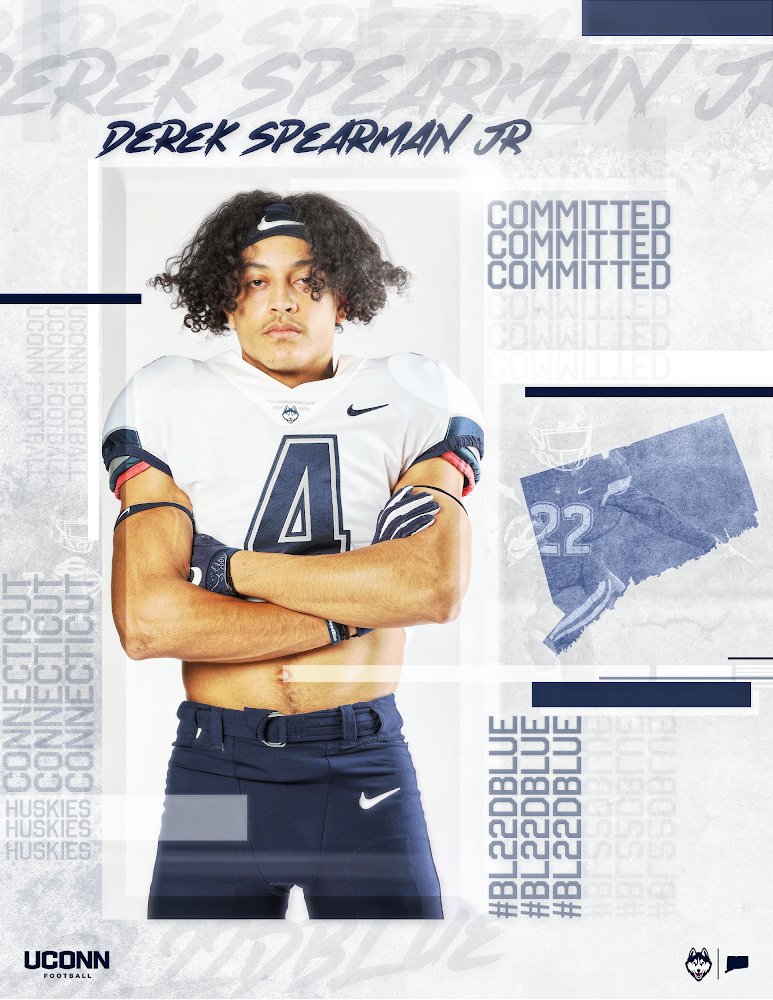 derek_spearman2's tweet photo. After an amazing OV, I am excited to announce my commitment to @UConnFootball‼️ I will be an early enrollee, and want to thank the schools that recruited me. Special thanks to my coaches supporting me 💙 🤍 #Bl22dBlue @UConnCoachMora
 @CoachDHilliard @UConnHuskies
@CoachJeffMoore https://t.co/RSazMVa8g1