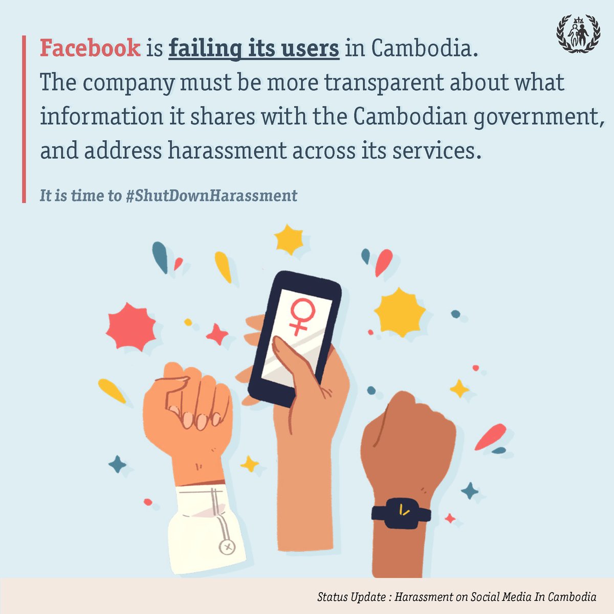licadho's tweet photo. #16DaysofActivism Day 15: Facebook has not translated all its safety features to Khmer; created effective reporting processes for abusive content; or been transparent about how Khmer content is moderated. Read more: https://t.co/6kEYi1FFSv #ShutDownHarassment #FixFacebook https://t.co/qZCH45LHIR