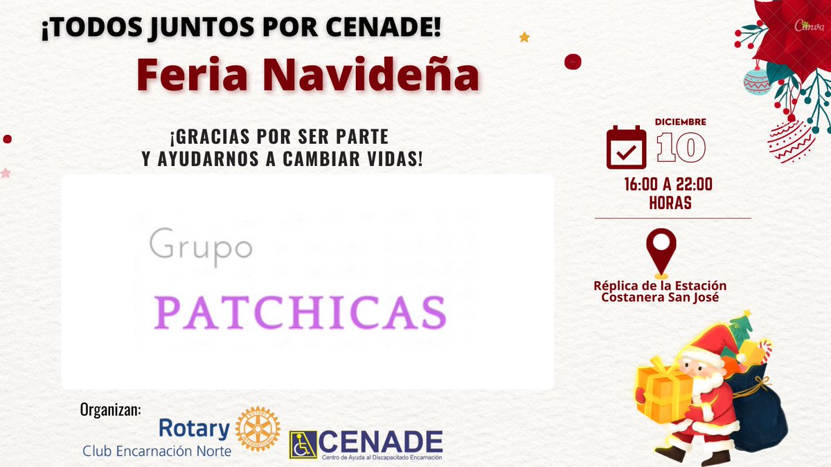 TCenade's tweet photo. ¡TODOS JUNTOS POR CENADE!
🎄Feria Navideña🎄
Les esperamos el 10 de diciembre desde las 16:00hs, en la 𝑹𝒆́𝒑𝒍𝒊𝒄𝒂 𝒅𝒆 𝒍𝒂 𝑬𝒔𝒕𝒂𝒄𝒊𝒐́𝒏, 𝑪𝒐𝒔𝒕𝒂𝒏𝒆𝒓𝒂 𝑺𝒂𝒏 𝑱𝒐𝒔𝒆́. 
Gracias a quienes se suman para ayudarnos a cambiar vidas. https://t.co/TvcFtGCFQN