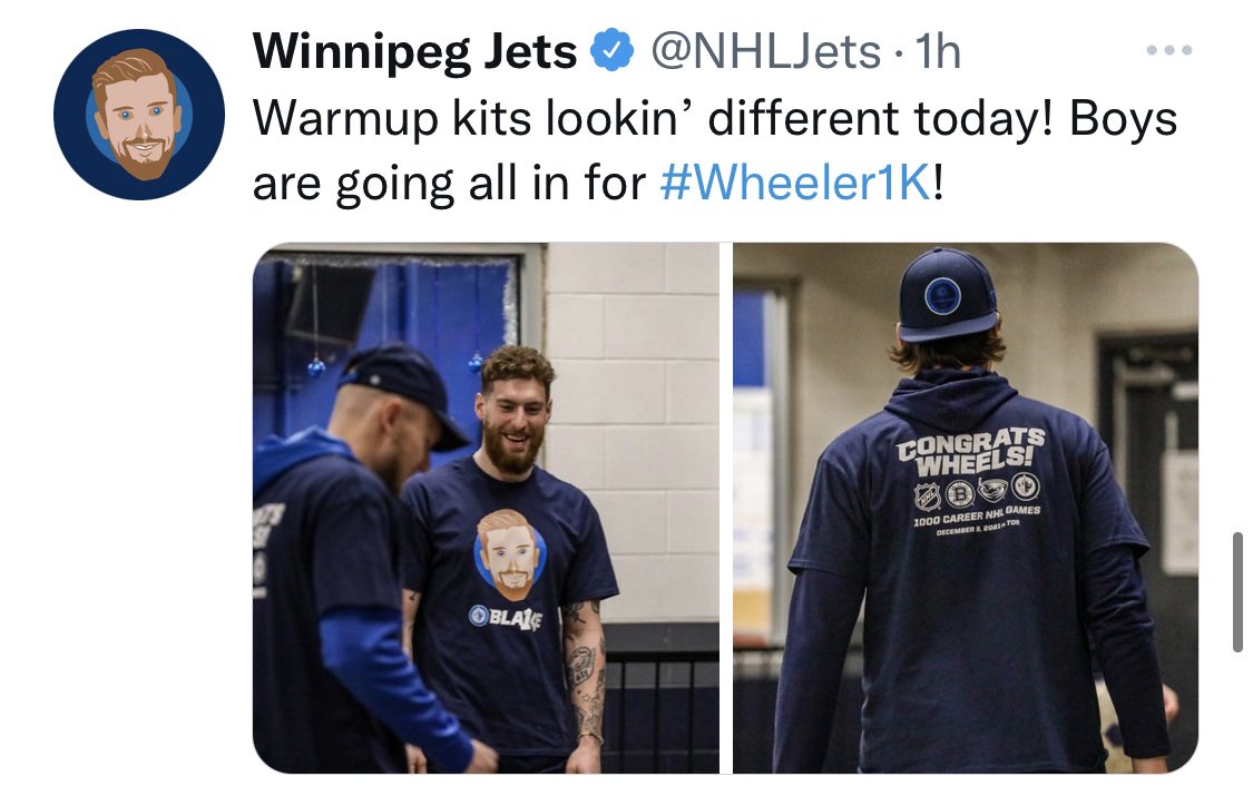 vknowak's tweet photo. @MGDowding 1000 games is a huge accomplishment and the Jets are doing a great job of highlighting that, both in-arena and on their socials. I think it’s so fun- especially the gear and temporary layout #2021cm707 https://t.co/FOPmj1WvfS