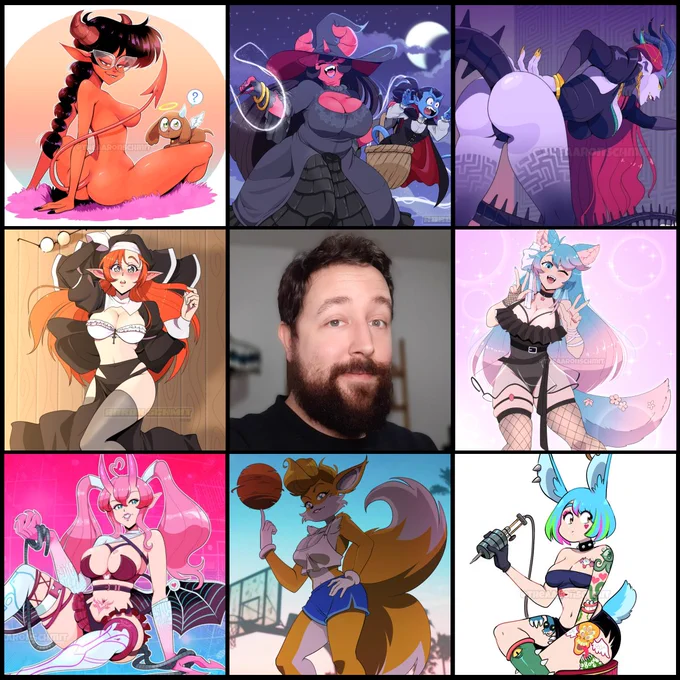 Lookit all the pinups I drew this year! #artvsartist2021 