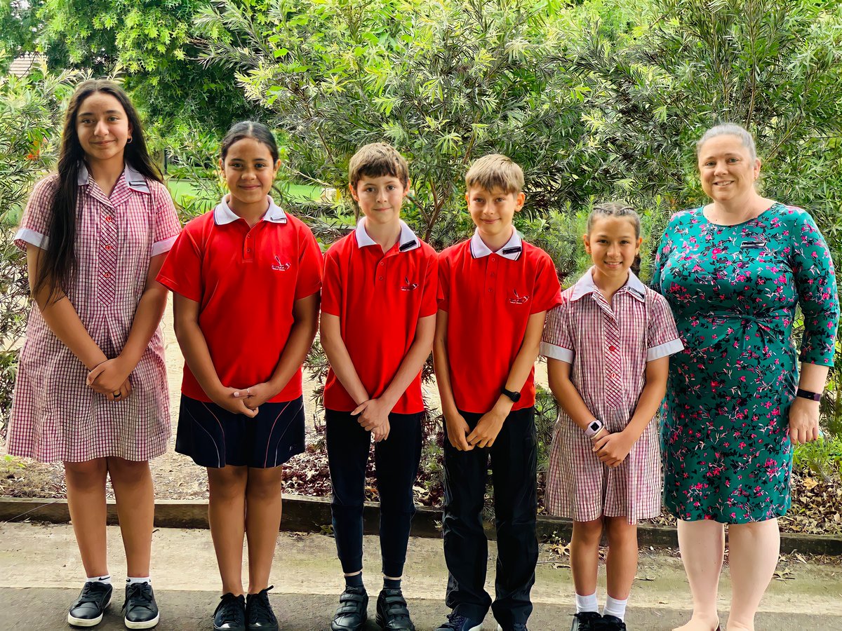 rydalmereps's tweet photo. We are pleased to present to you our School Leadership team for 2022 (from left to right): Sophia, Ella, Tobias as Prefects, Matthew and Kelcey as Captains with Mrs Zadow @bek_zadow @melissa_grayy @MarilenaMartel2 https://t.co/k5fbx9HyIO