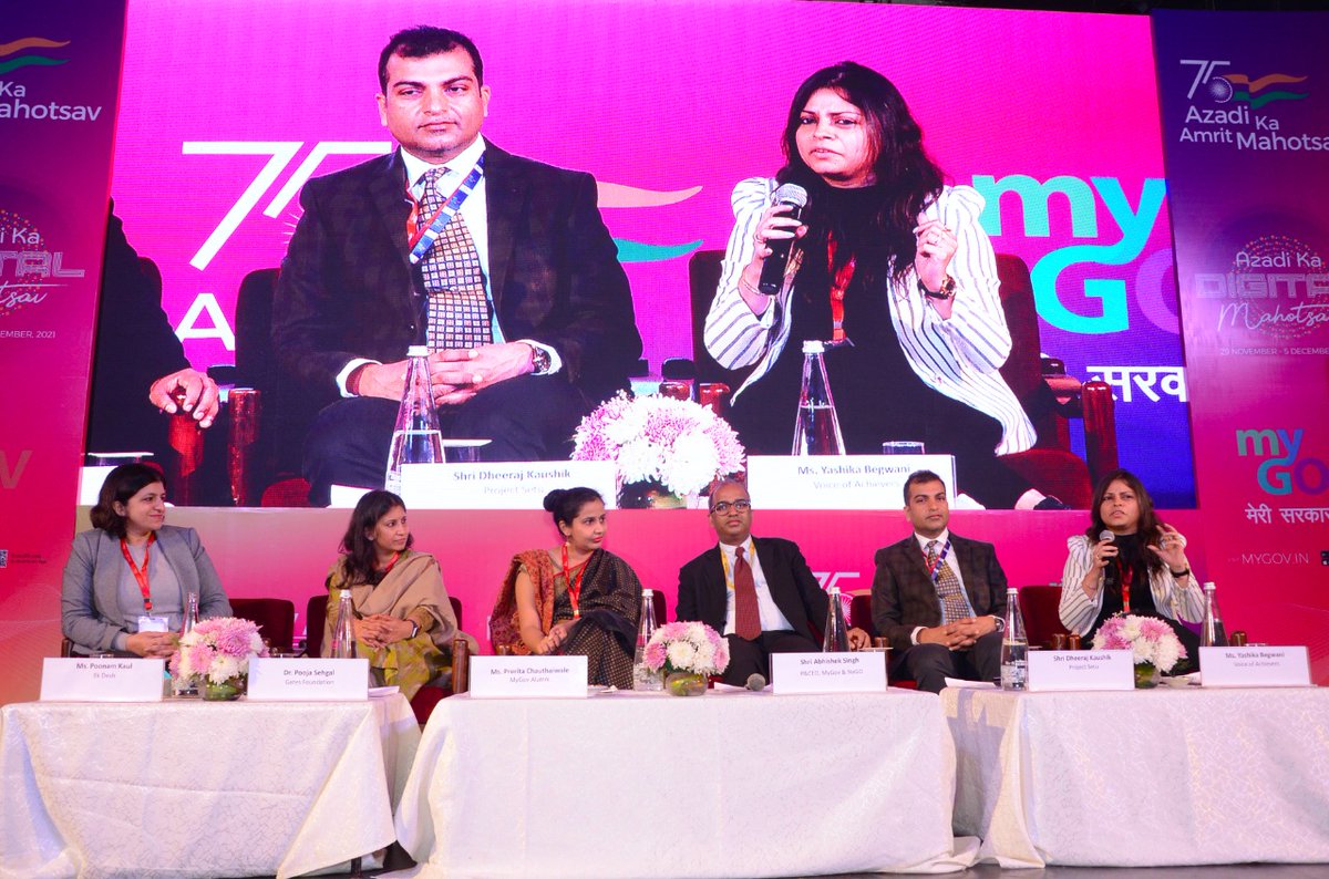 mygovindia's tweet photo. #MyGovSaathis, @KaulPoonam - #EkDesh, Dr Pooja Sehgal - @BMGFIndia, @PreritaC - MyGov Alumni, Dheeraj Kaushik - Project SETU &amp; @reachyashika - @voice_achievers have supported &amp; collaborated with us over the years in many ways! We're grateful!#AmritMahotsav #AzadiKaDigitalMahotsav https://t.co/rtgzwppqOR