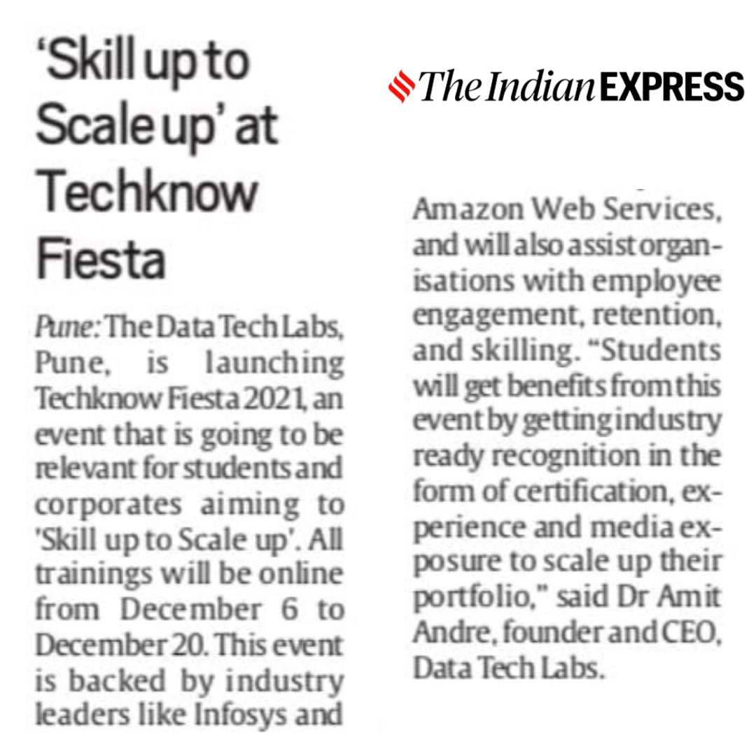 techknowfiesta's tweet image. We are super excited to open the TECHKNOW FIESTA 2021 today! Skill up to Scale up is very important and dear to our CEO Dr. @amitandre to build on his dream of providing a tech education to all who wish to learn. @IndianExpress Coverage on @techknowfiesta
 #techknowfiesta