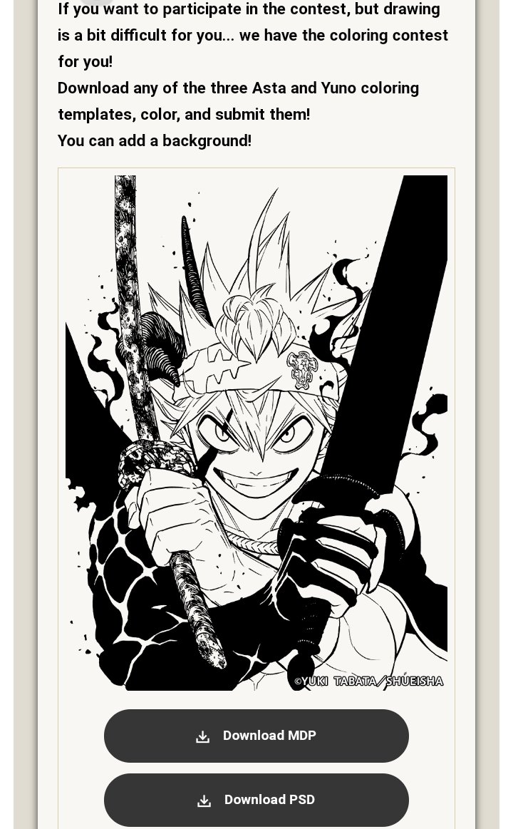 Clover_Kingdom_'s tweet photo. Calling all Black Clover fan colorists and fan artists. #BlackClover 

There's an event, 6th JUMP'S Universal Illustration Contest and the theme this year is Black Clover.

This event is worldwide all you need to is submit your art or coloring.

https://t.co/7ogRcYBjDI https://t.co/gLwA3AeSGb