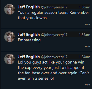 Account4hockey's tweet photo. can't believe I'm being chirped by a guy from a town where the number 1 thing to do is visit the painting of a wolf above a dumpster https://t.co/fDIbZuLbyT