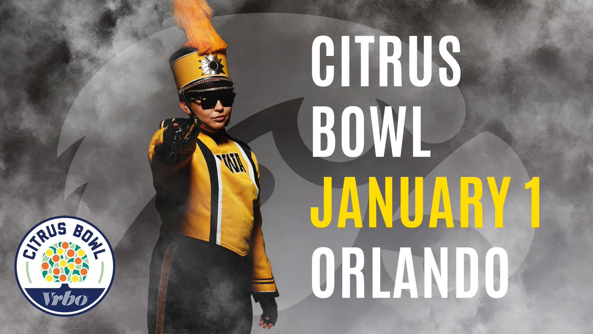 HawkeyeBand's tweet photo. We're Citrus Bowl bound!
Can't wait to bring in the New Year in Orlando with you, Hawkeyes!
#ReadyForTheBoom #band141 #CitrusBowl2022 https://t.co/ZJf5h4FHwL