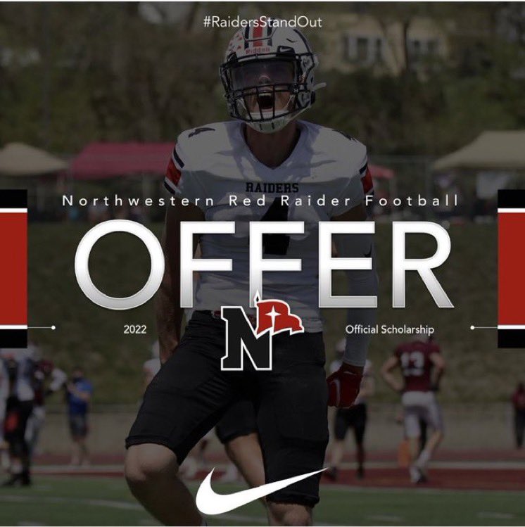 I am very thankful to say that I have received a scholarship offer from Northwestern College. Thank you!
<a href="/nwc_fb/">Northwestern College Football</a> <a href="/coachmmmcc/">Matt McCarty</a> <a href="/LetscheLevi/">Levi P. Letsche</a>