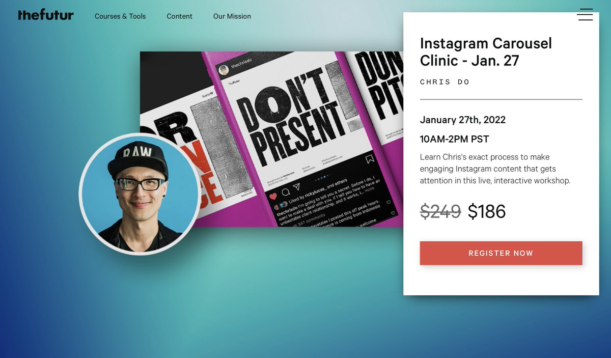 theChrisDo's tweet photo. You can save 25% off my January workshop. But this disappears soon.
https://t.co/TWDwrqLvcL https://t.co/0nZiSbQbmA
