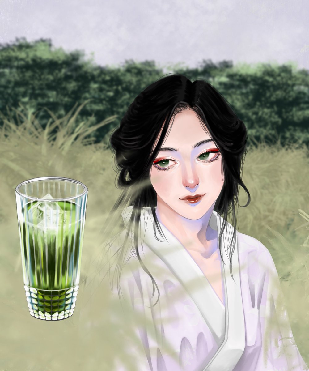今回のカクテル女子は照葉樹林 しょうようじゅりん 名前からわかるように くまねーのイラスト