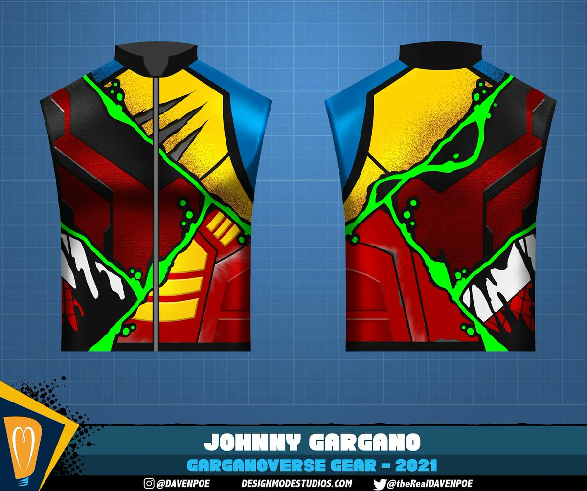 TheRealDavenpoe's tweet photo. Tonight in #NXTWarGames it's a GarganoVerse NEXUS EVENT! An incredible idea from #JohnnyGargano designed by yours truly and brought to glorious life by @MainEventGear ! How many timelines do you recognize? 
#JohnnyWrestling #marvel https://t.co/JiIA2PU5pE