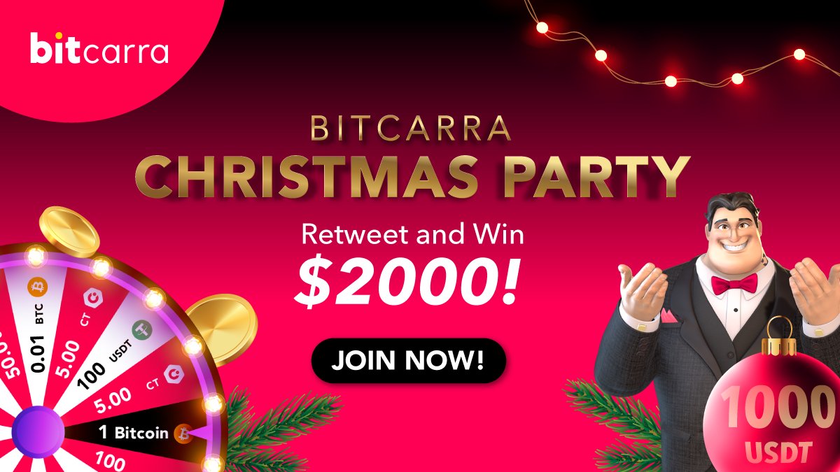 bitcarra_en's tweet photo. 🎁Christmas Giveaway🎁
Total Prize 2,000 USDT!
Period: 2021.12.06 ~ 2022.01.05

Follow 4 simple steps to receive amazing rewards:
🎄Follow @bitcarra_en 
🎄Retweet this tweet
🎄Tag @bitcarra_en in the post
🎄Make sure to add #bitcarra #crashgame #btc

Hurry up, start retweeting 🚀 https://t.co/XtJTsNhhID